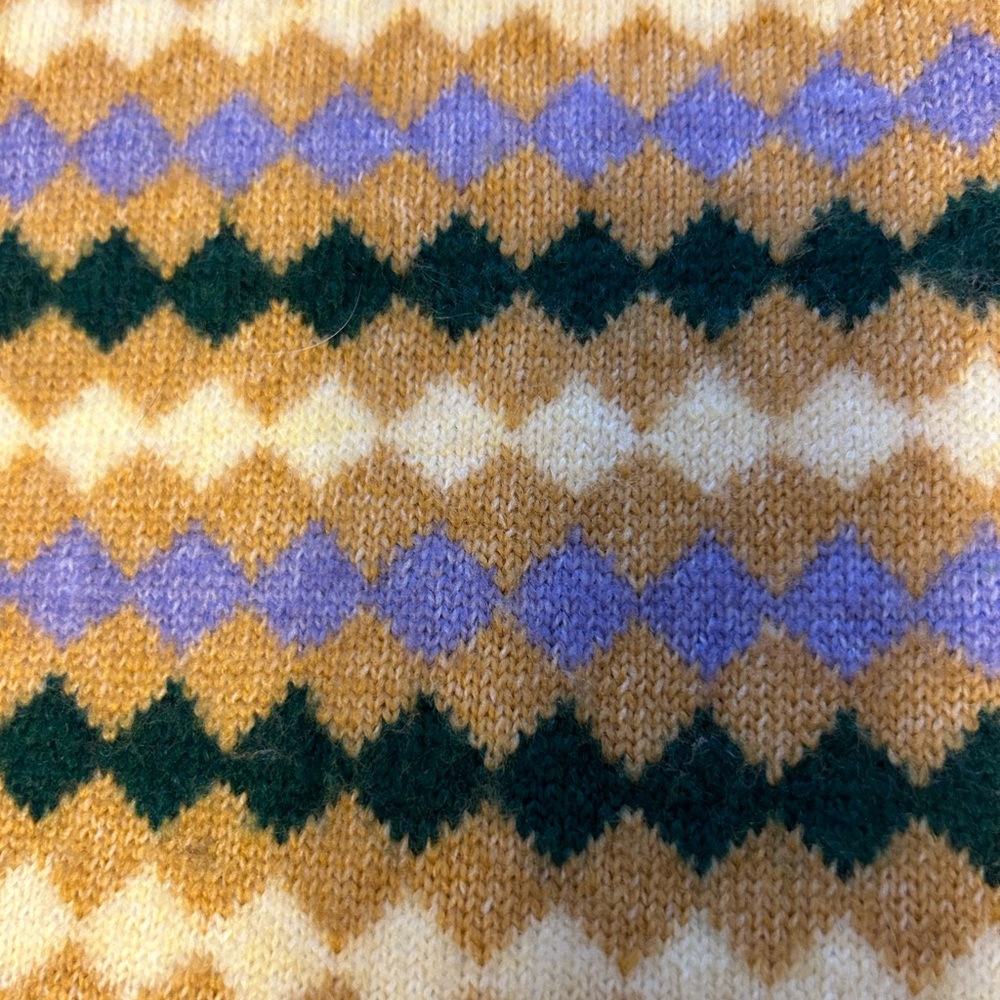 * RARE Mango Women's V-Neck Sweater Vest- color block Yellow and Purple - Picture 6 of 8